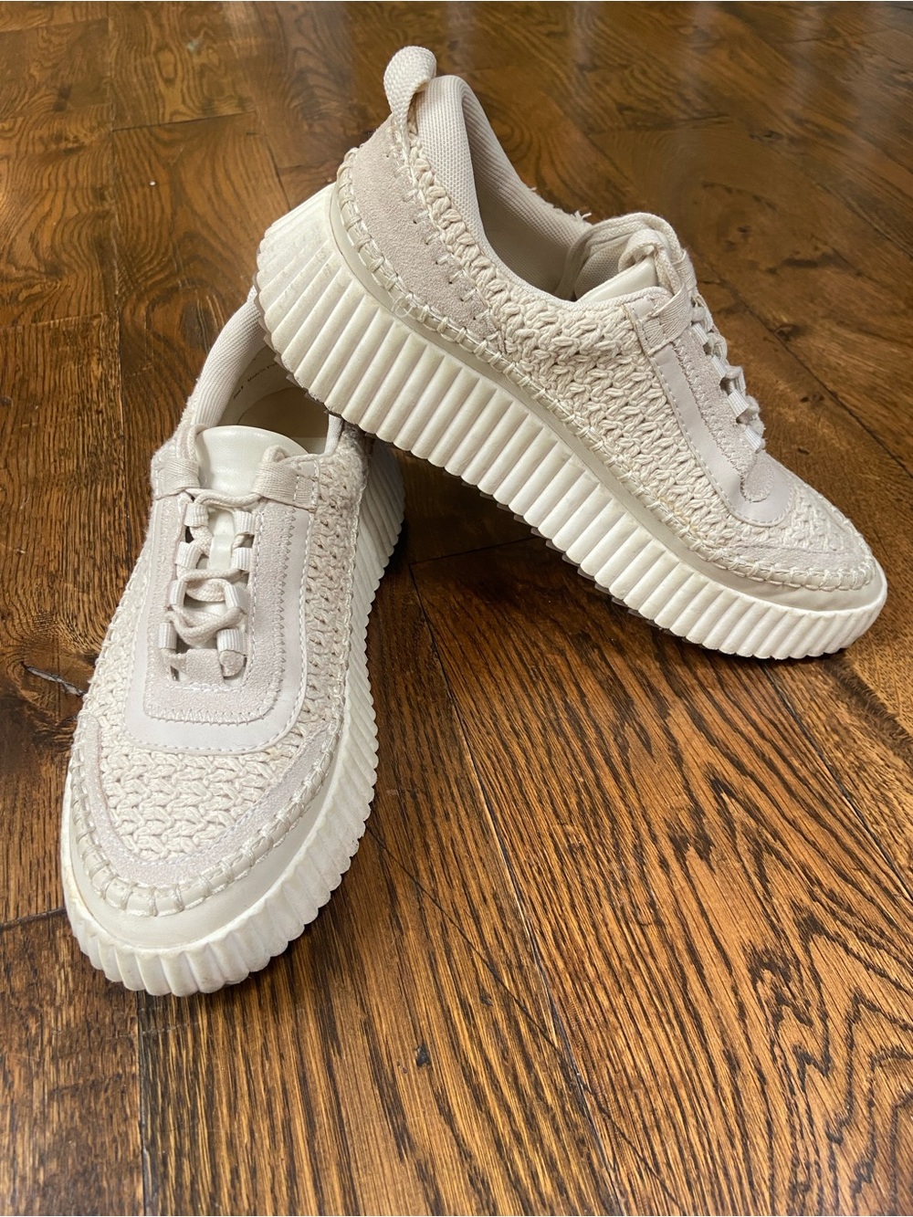 Dolce Vita Cream Woven Platform Sneakers